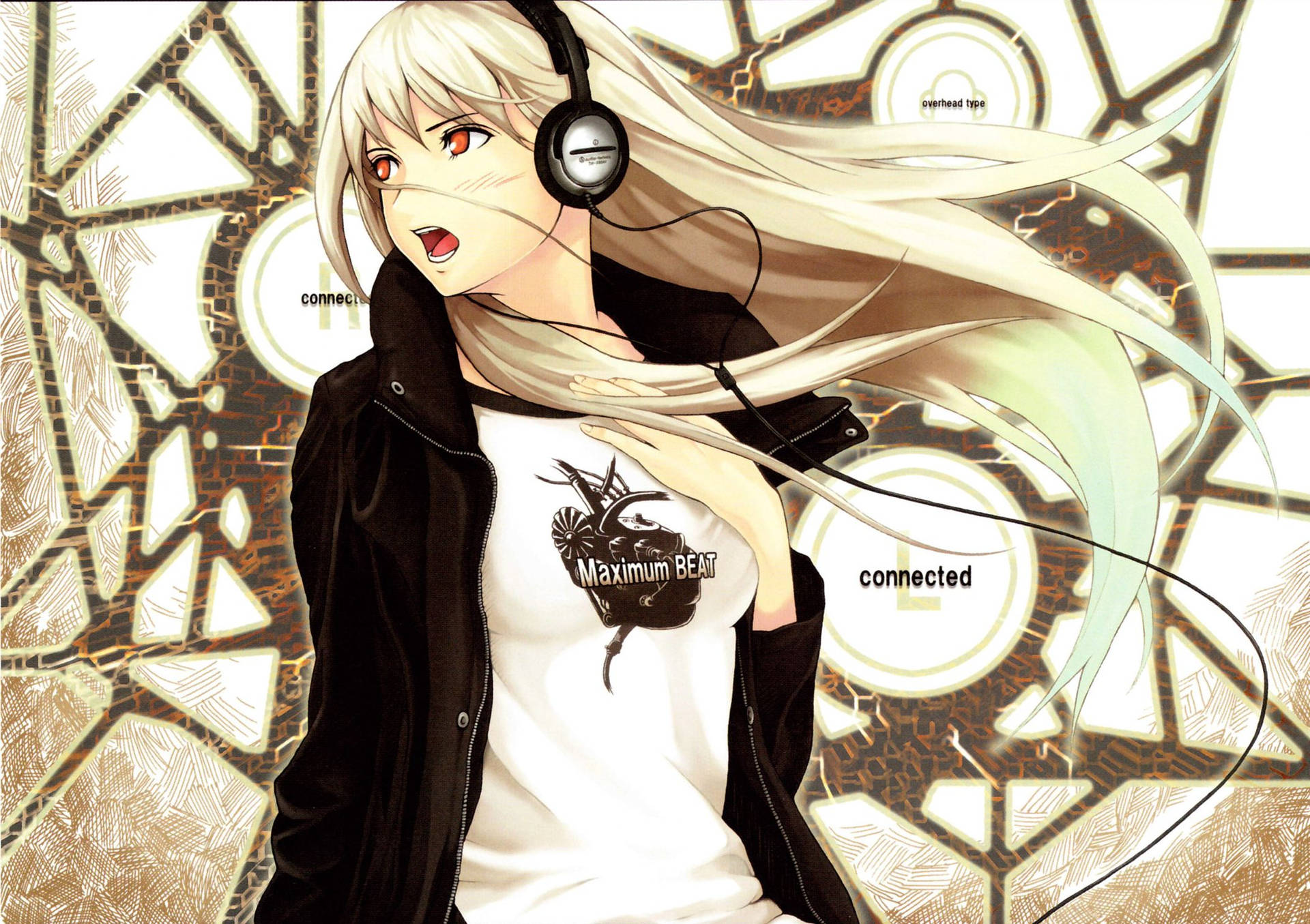 Tomboy Anime Girl Listening To Music Background