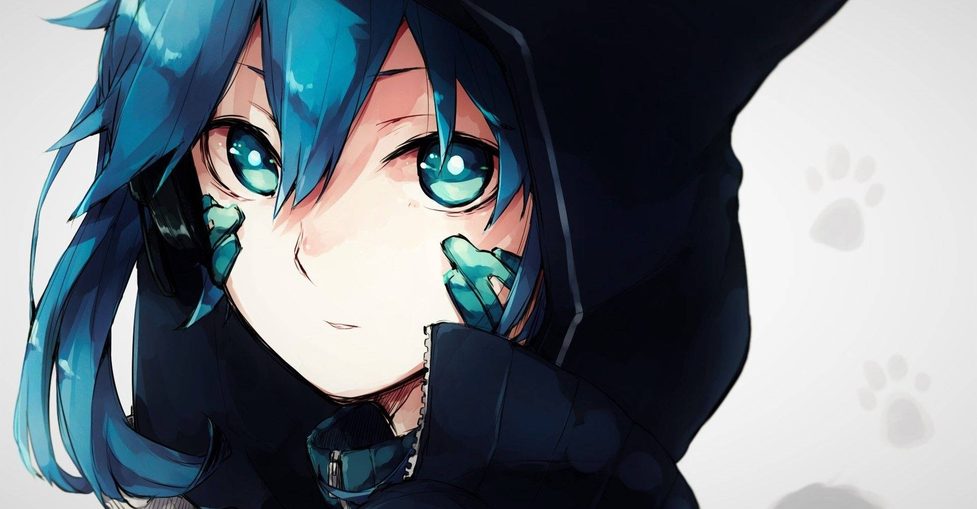 Tomboy Anime Girl With Blue Hair Background