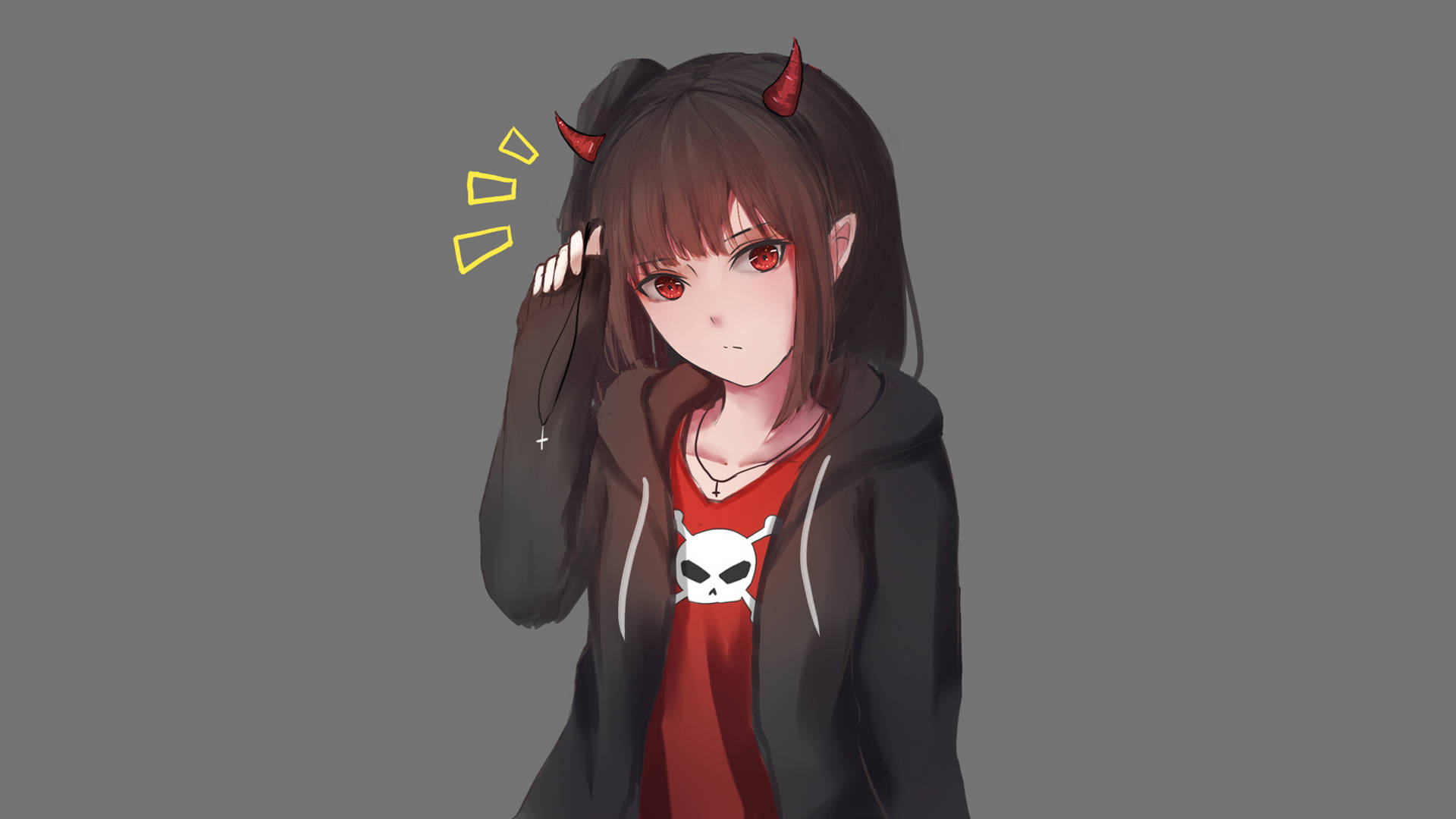 Tomboy Anime Girl With Devil Horns Background