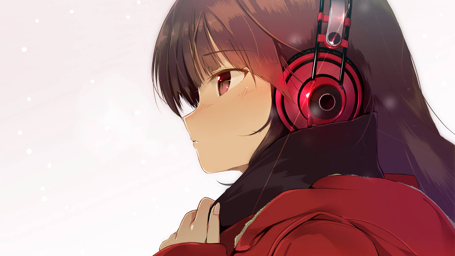 Tomboy Anime Girl With Red Headphones Background