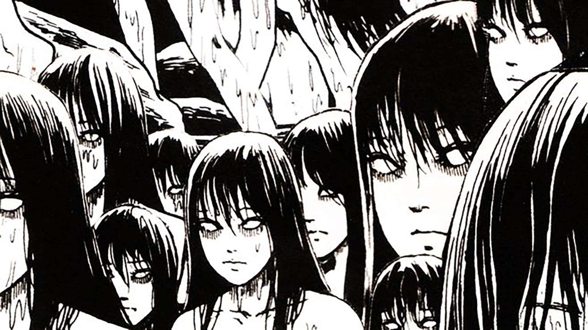 Tomie Emerging From The Darkness Background