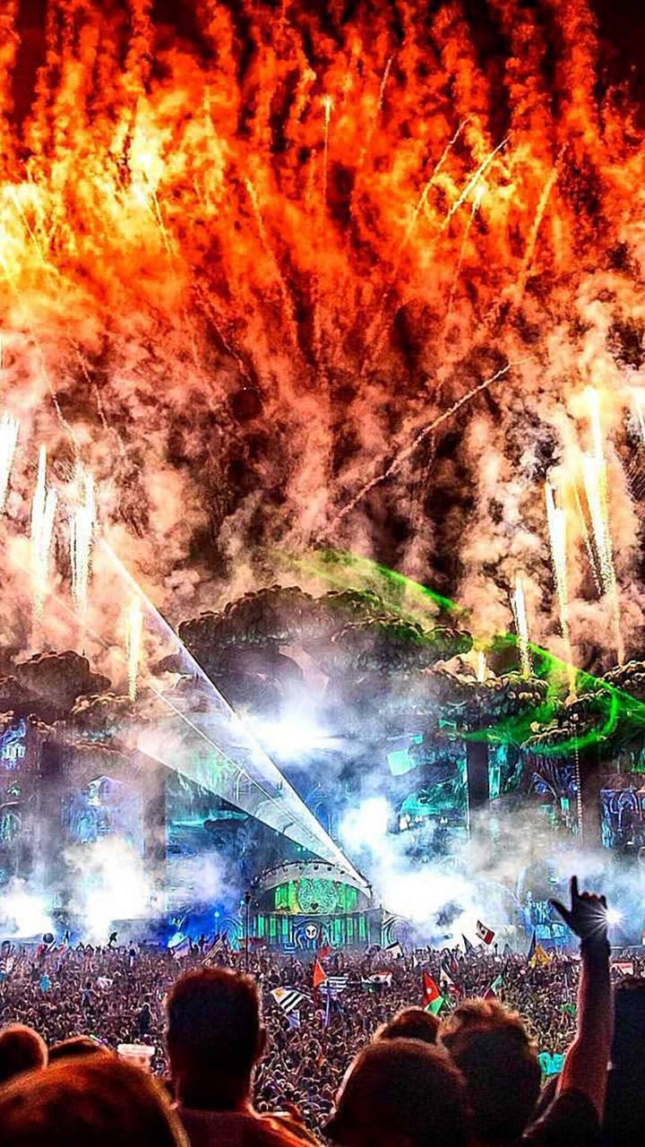 Tomorrowland Fireworks Display Background
