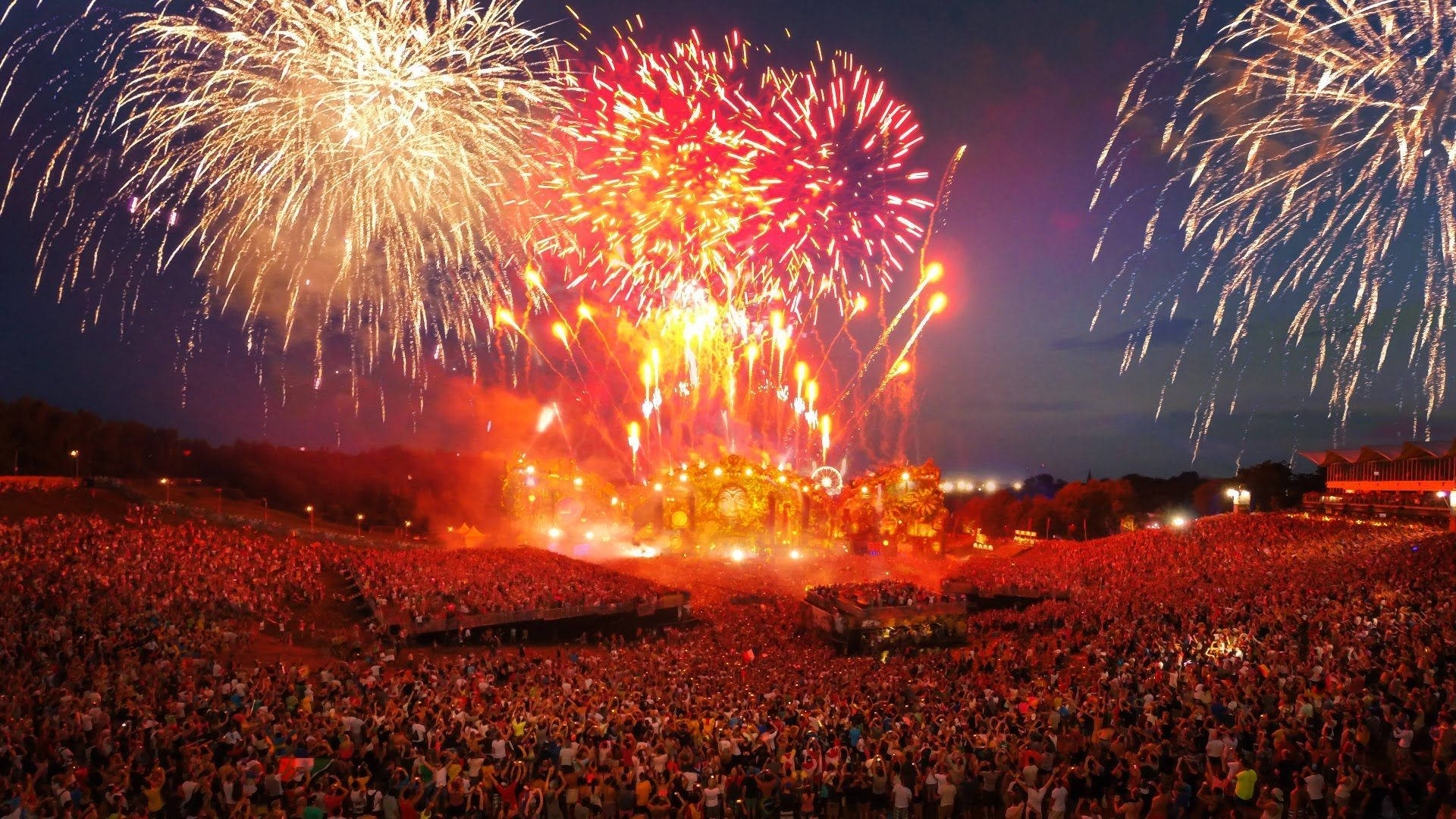 Tomorrowland Fireworks Photography Background