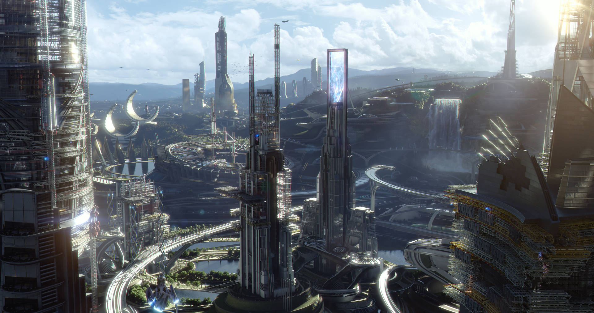 Tomorrowland Movie Futuristic City Background