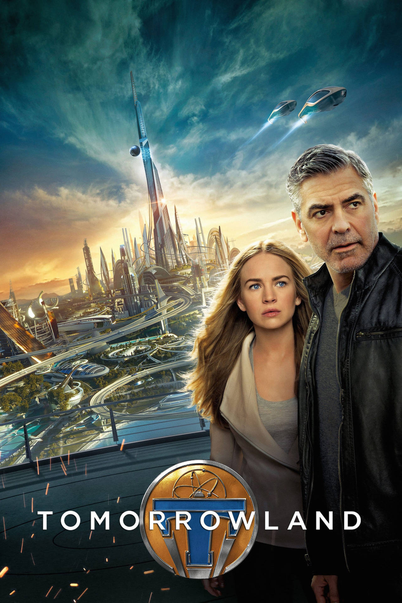 Tomorrowland Movie Poster With Futuristic City Background