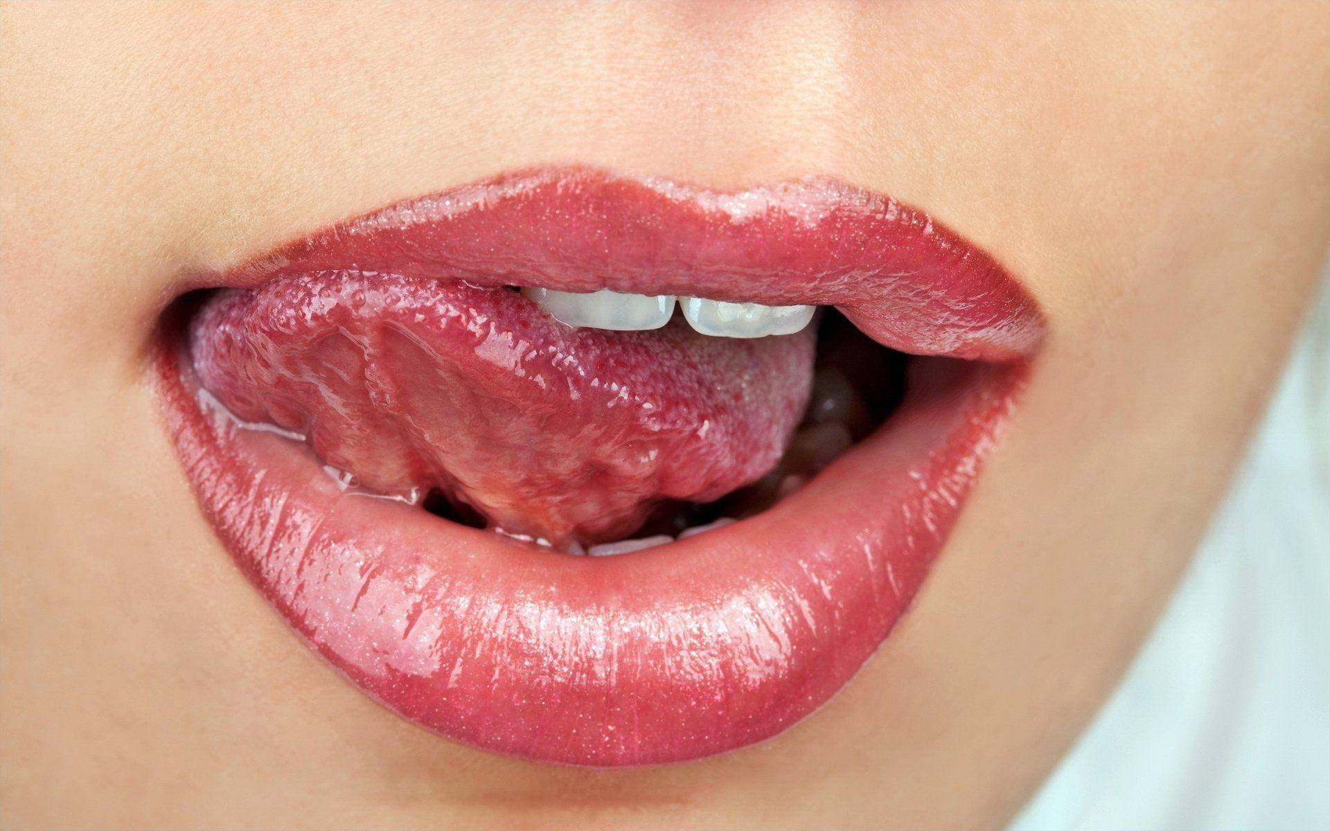 Tongue Licking Rosy Lips Background