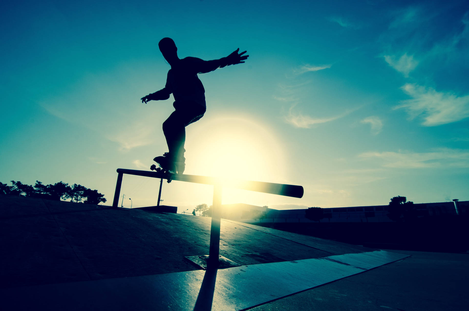 Tony Hawk Skater 3 Railing Silhouette Background