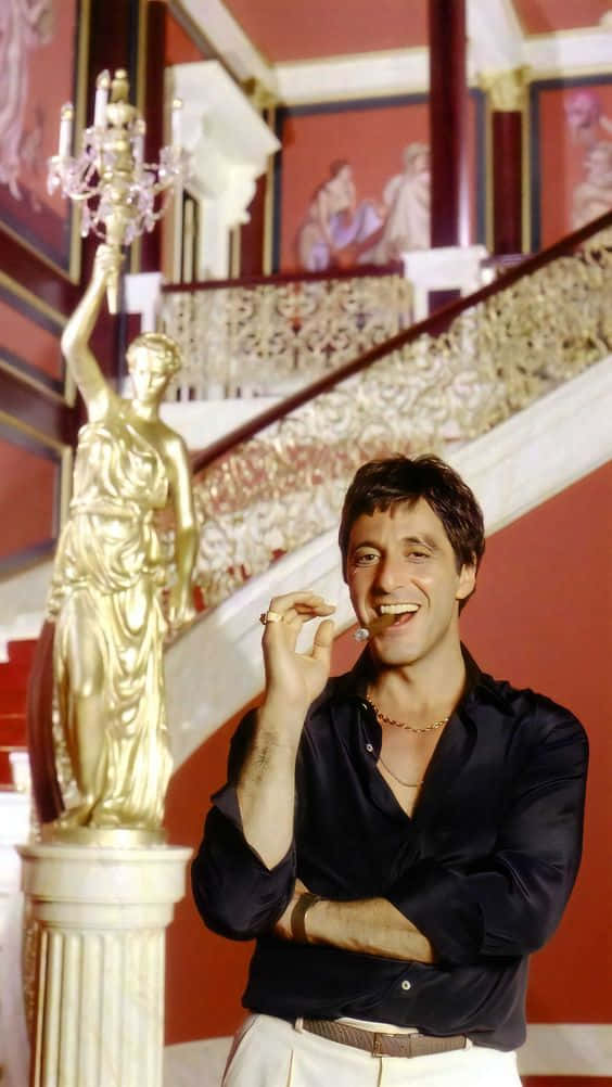 Tony Montana Luxurious Mansion Staircase Background