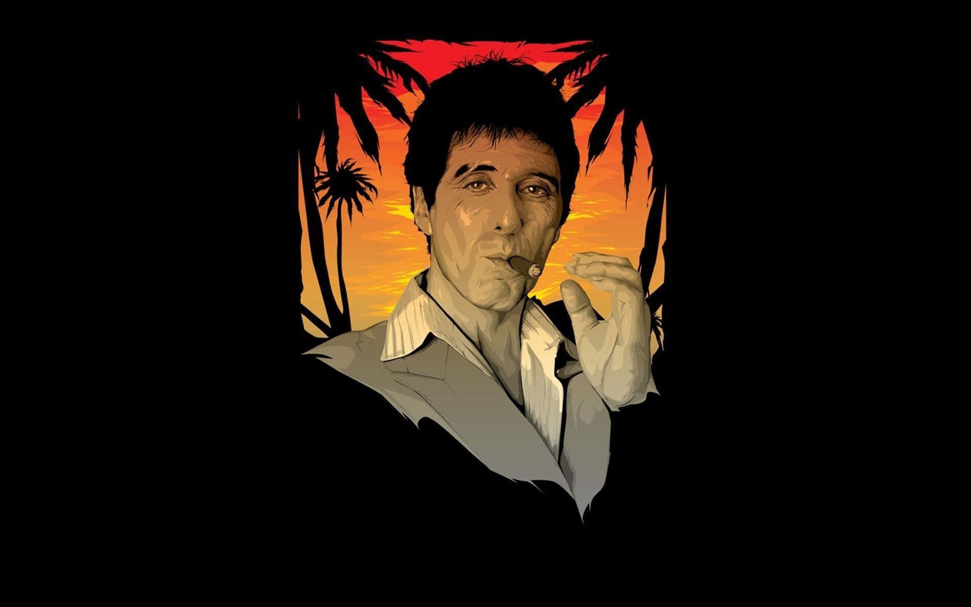 Tony Montana Sunset Backdrop