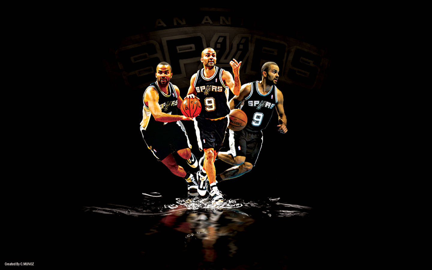 Tony Parker Ball Handling Above Water Background
