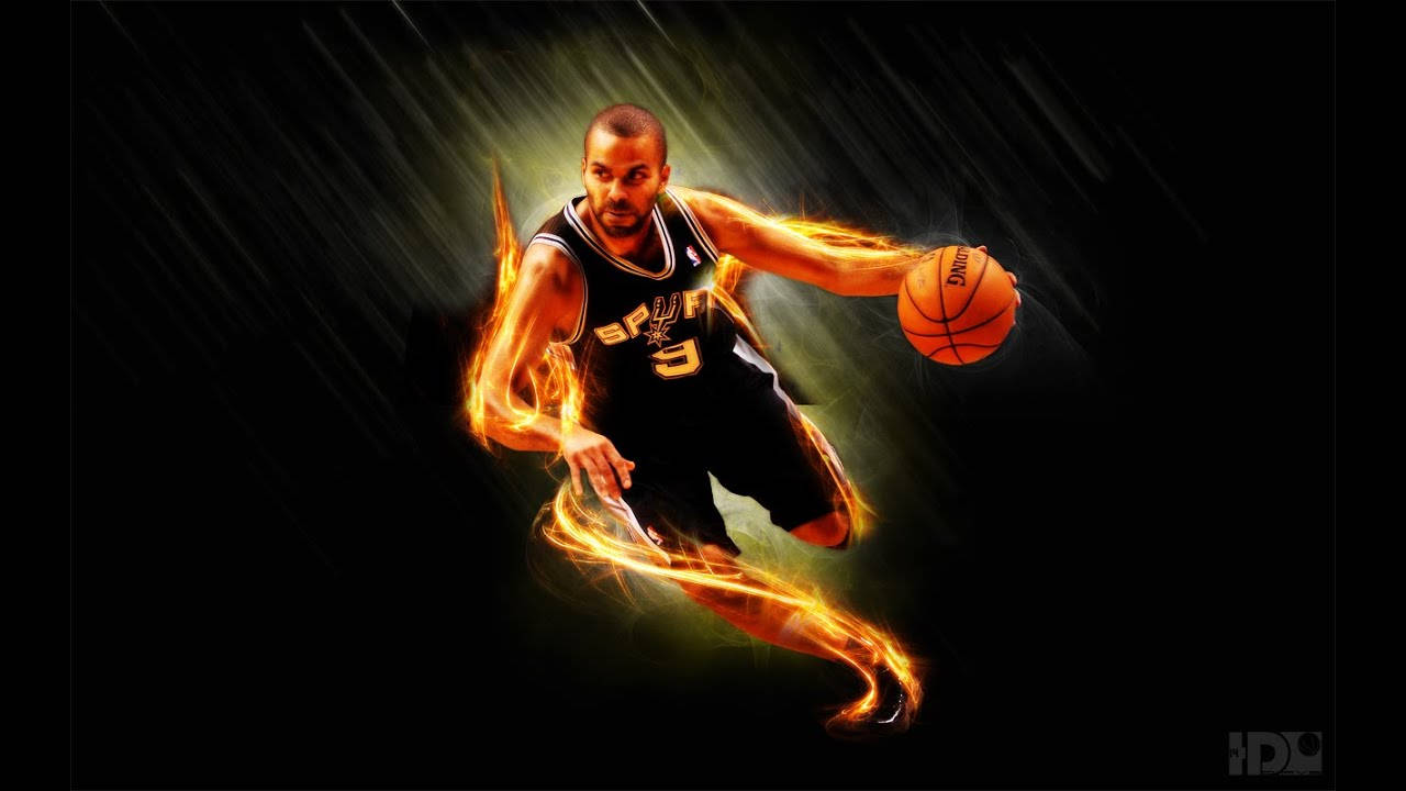 Tony Parker Covered In Fire Background