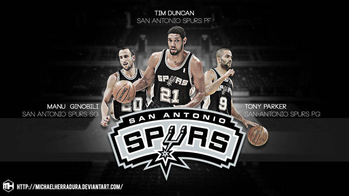 Tony Parker On San Antonio Spurs Logo Background