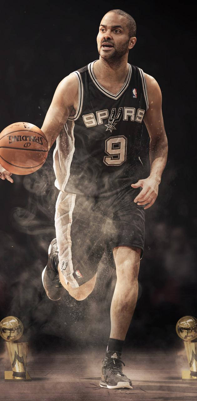 Tony Parker Two Trophies Background