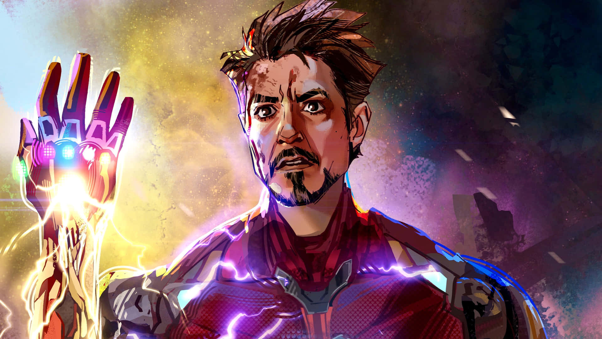 Tony Stark Infinity Gauntlet Illustration Background