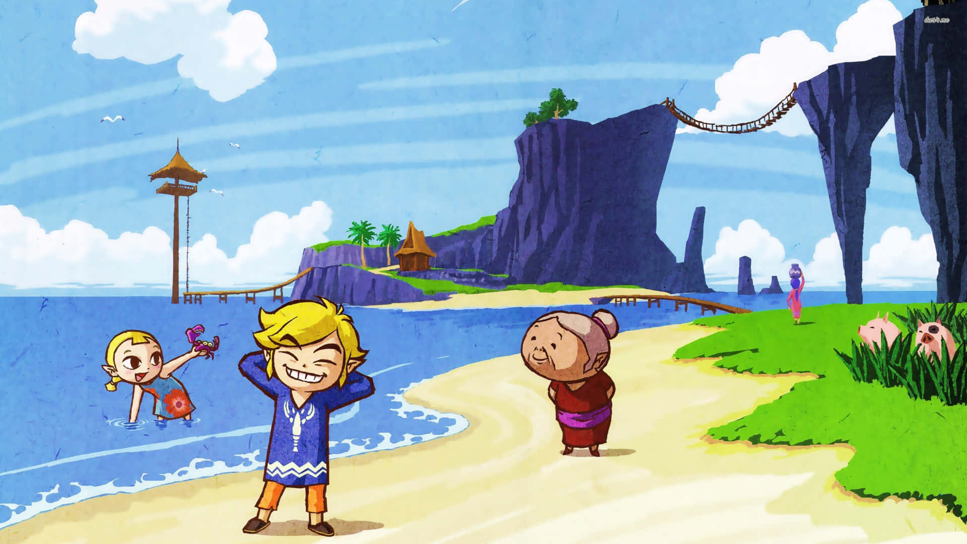 Toon Link At The Beach Background