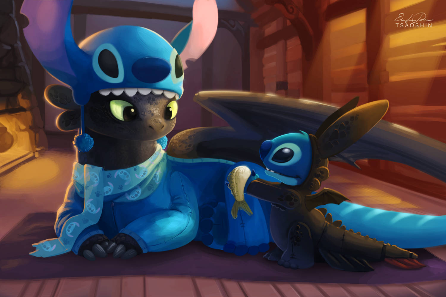 Toothless And Stitch Fan Art Background