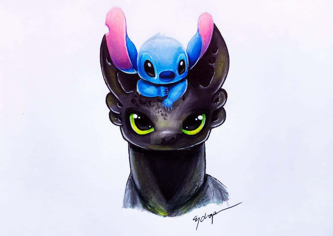 Toothless And Stitch Fanart Background