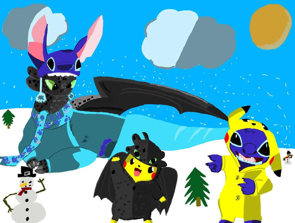 Toothless And Stitch Pikachu Costumes Background