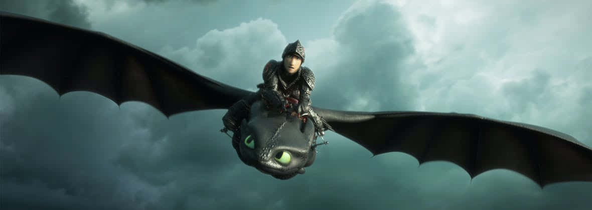 Toothless Flying Dark Clouds How To Train Your Dragon The Hidden World Background