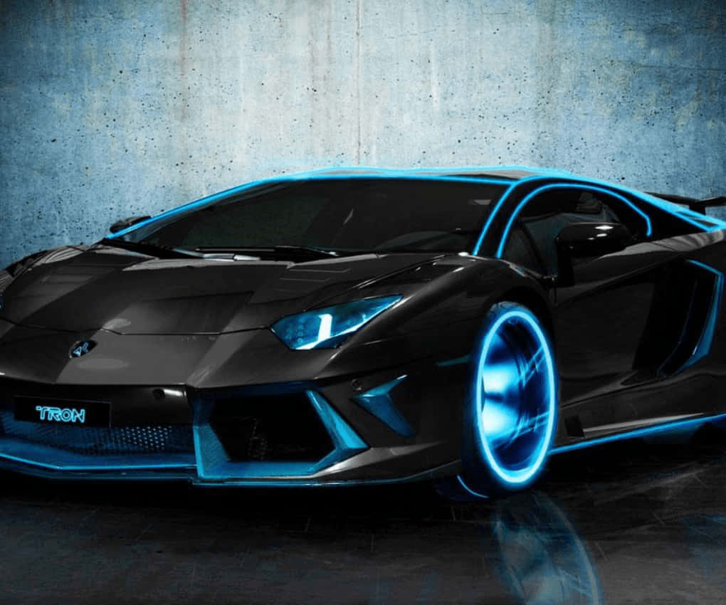 Top 10 Car Neon Blue Lamborghini Aventador Background