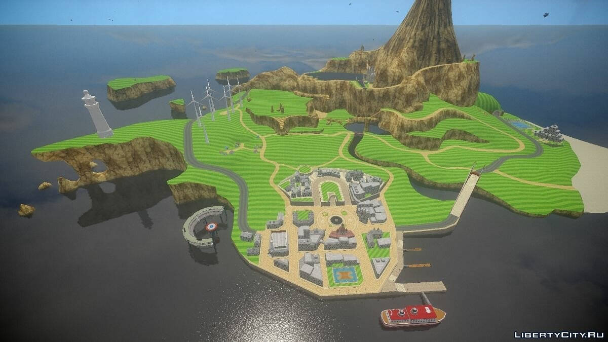 Top Aerial View Of Wii Sports Resort In Wuhu Island Background