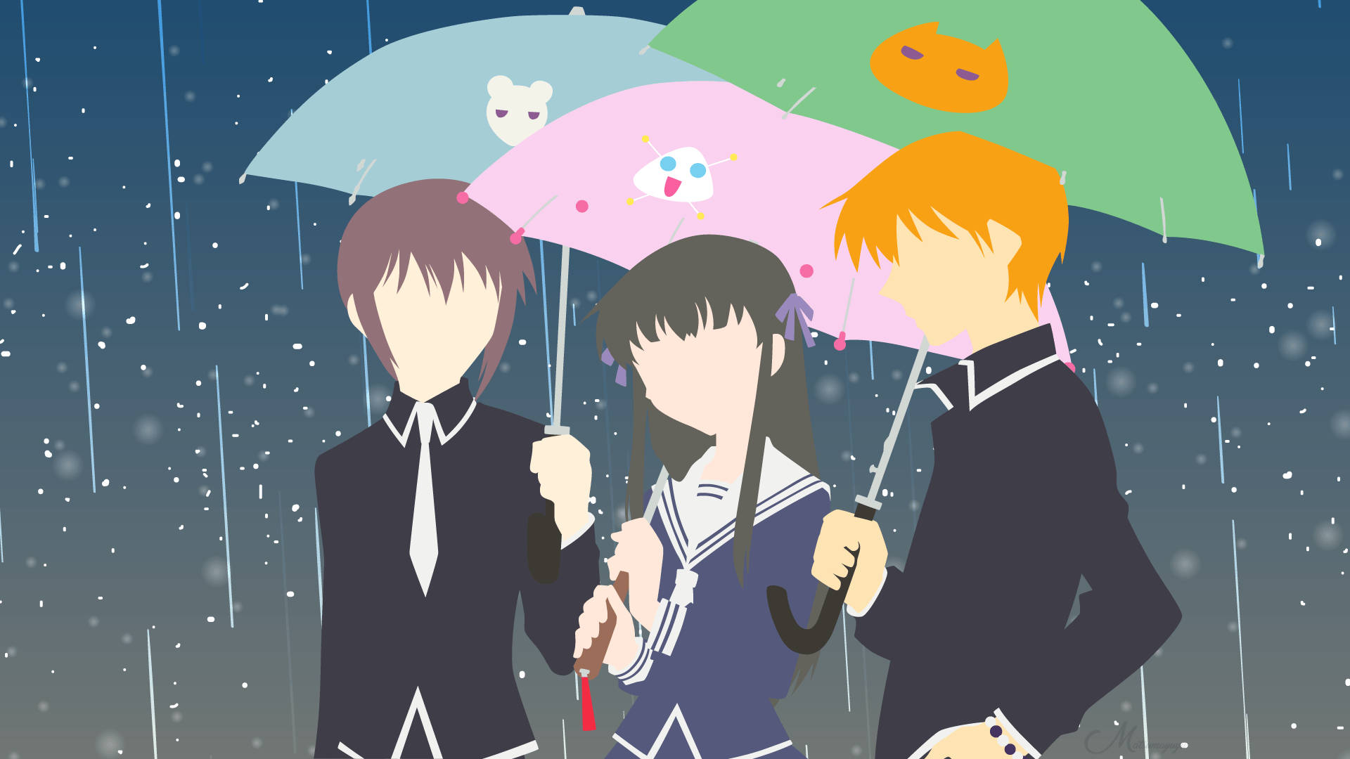 Top Anime Fruits Basket Love Triangle Background