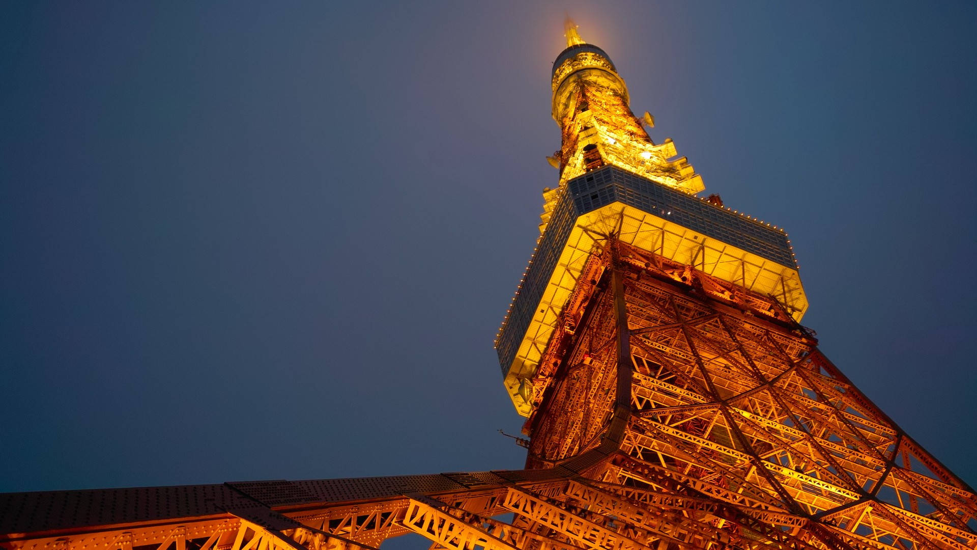 Top Of Tokyo Tower Lit Up Background