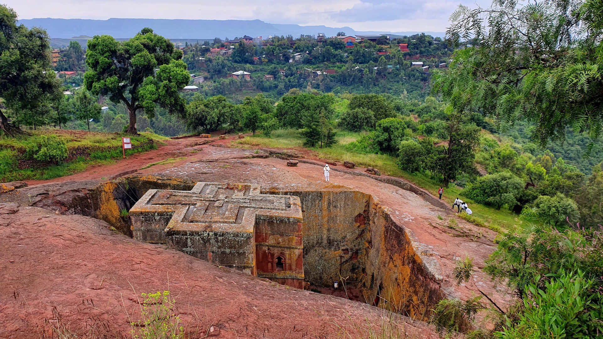 Top Surface Of St. George Church In Lalibela Background