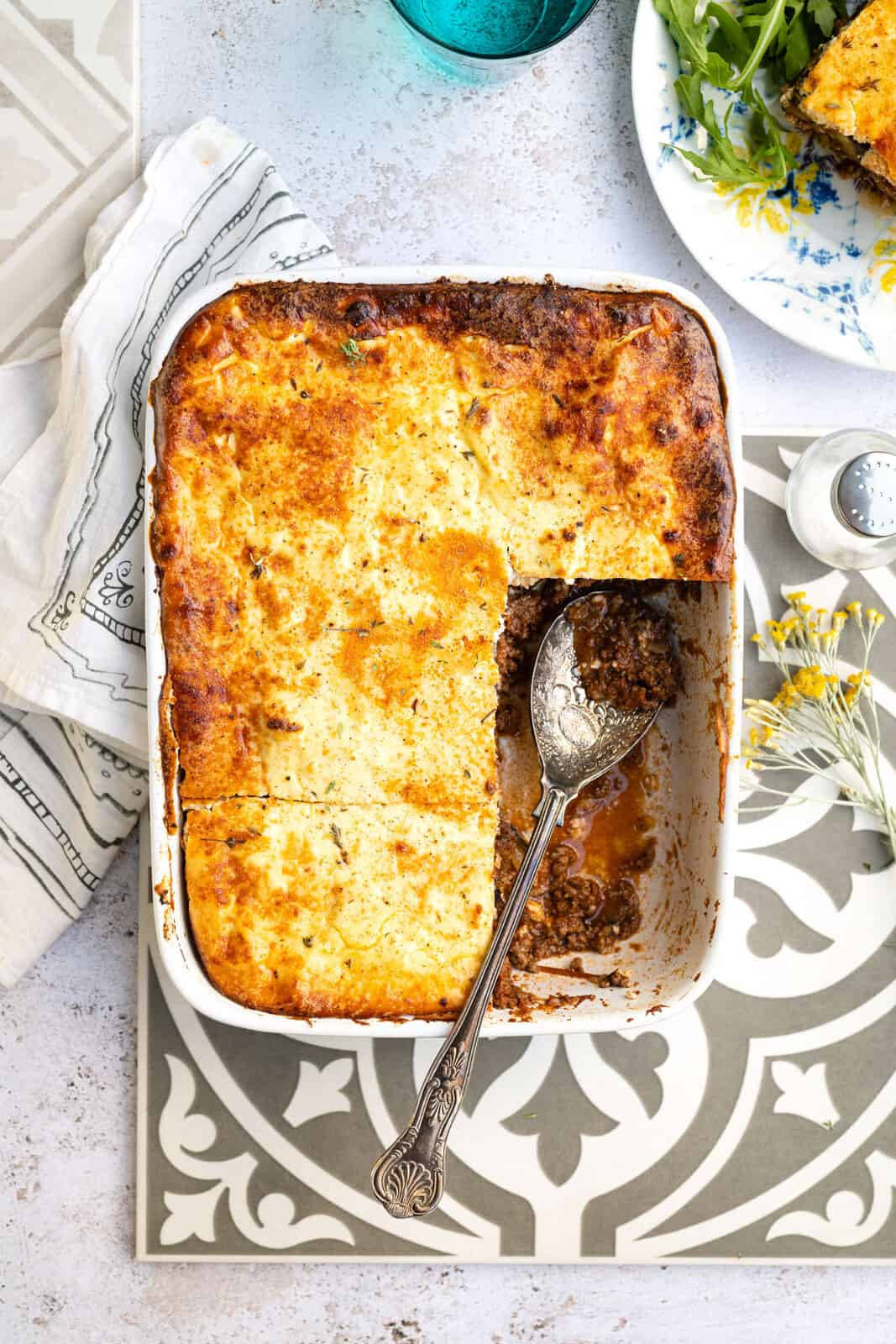 Top View Of A Delicious Moussaka Plate