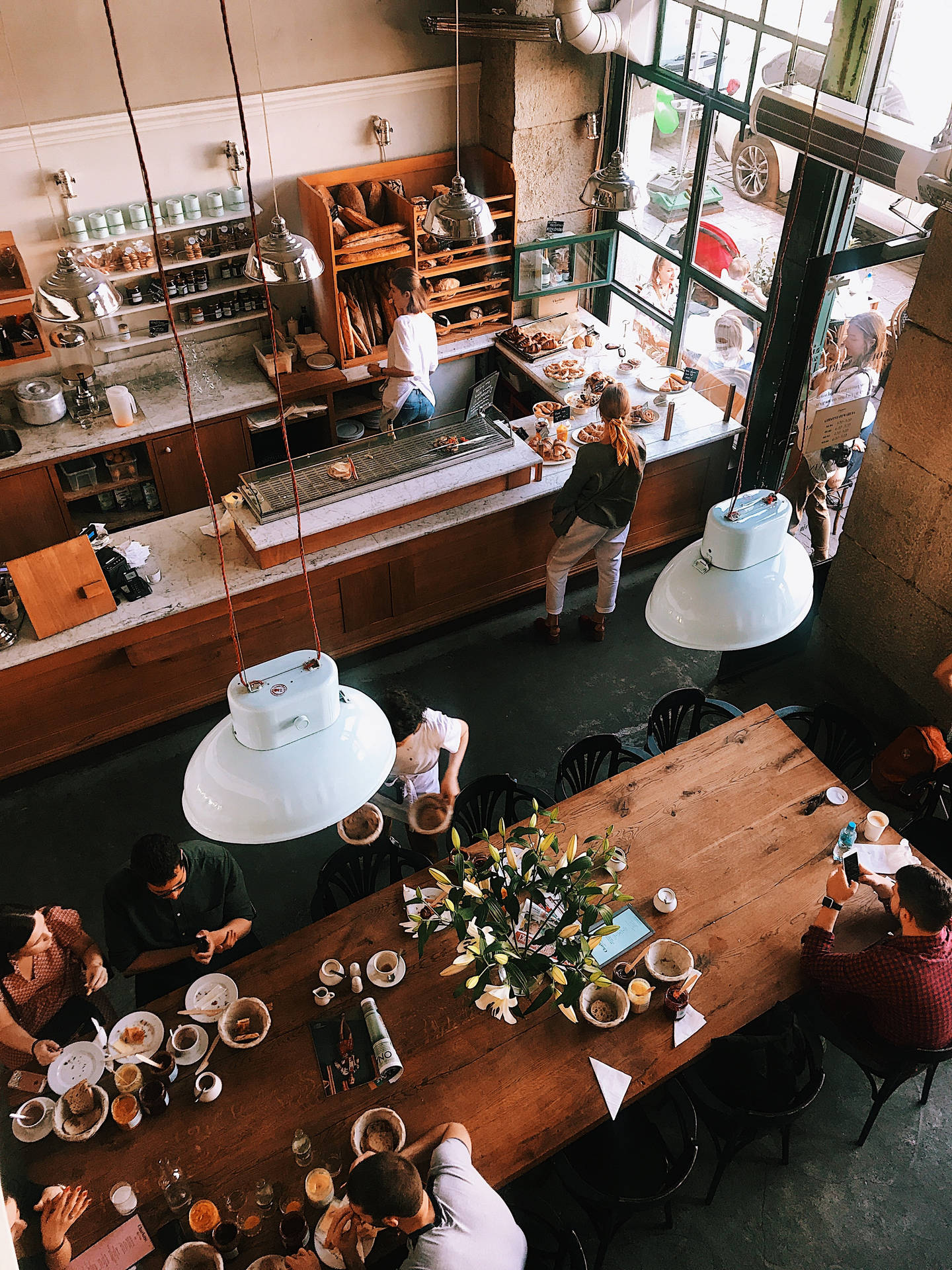 Top View Of Coffee Shop Background