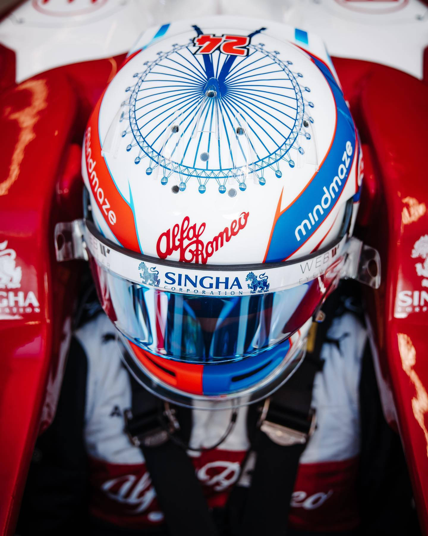 Top View Of Formula 2 Racer Guanyu Zhou's Helmet