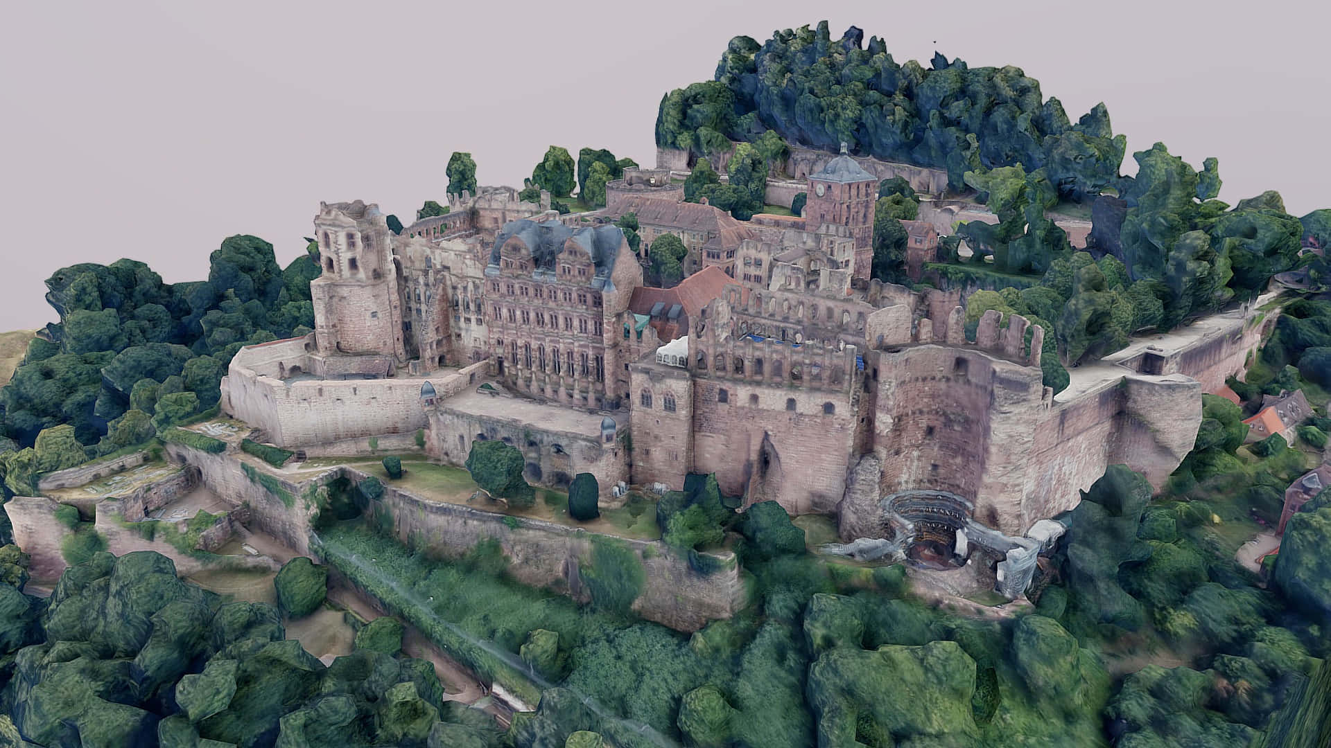 Top View Of Heidelberg Castle Background
