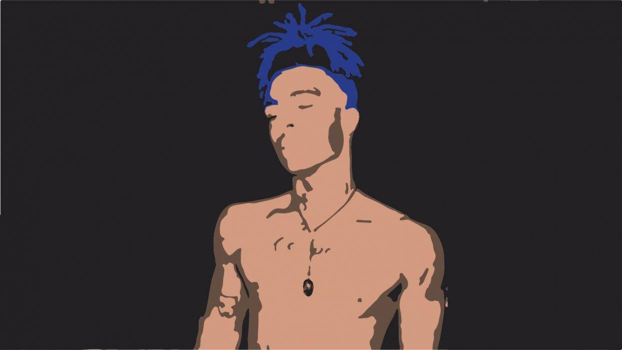 Topless Blue Hair Xxxtentacion Cartoon Background
