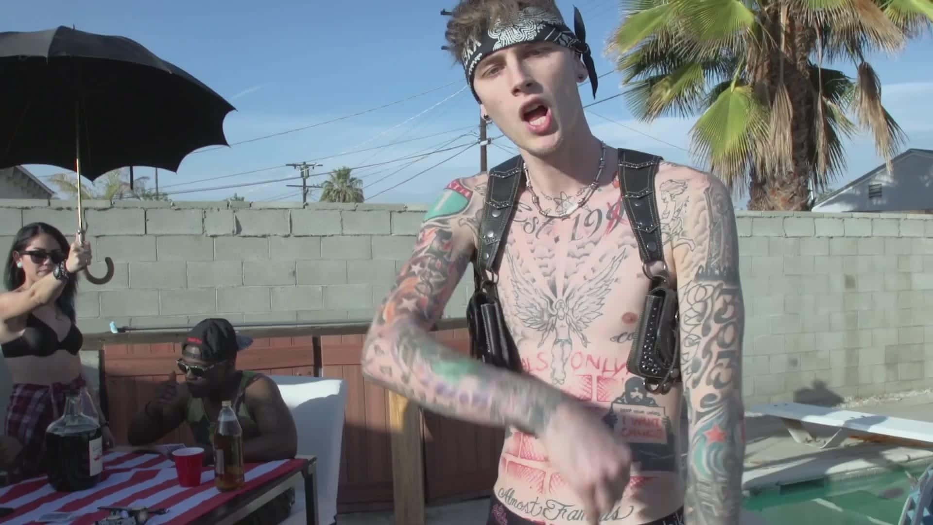 Topless Mgk With Tattoos Background