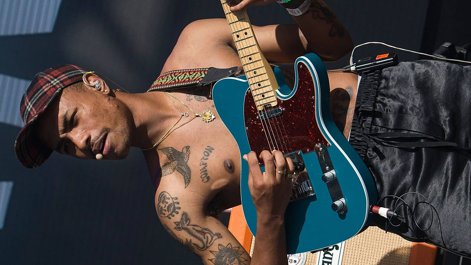 Topless Steve Lacy Playing Guitar Background