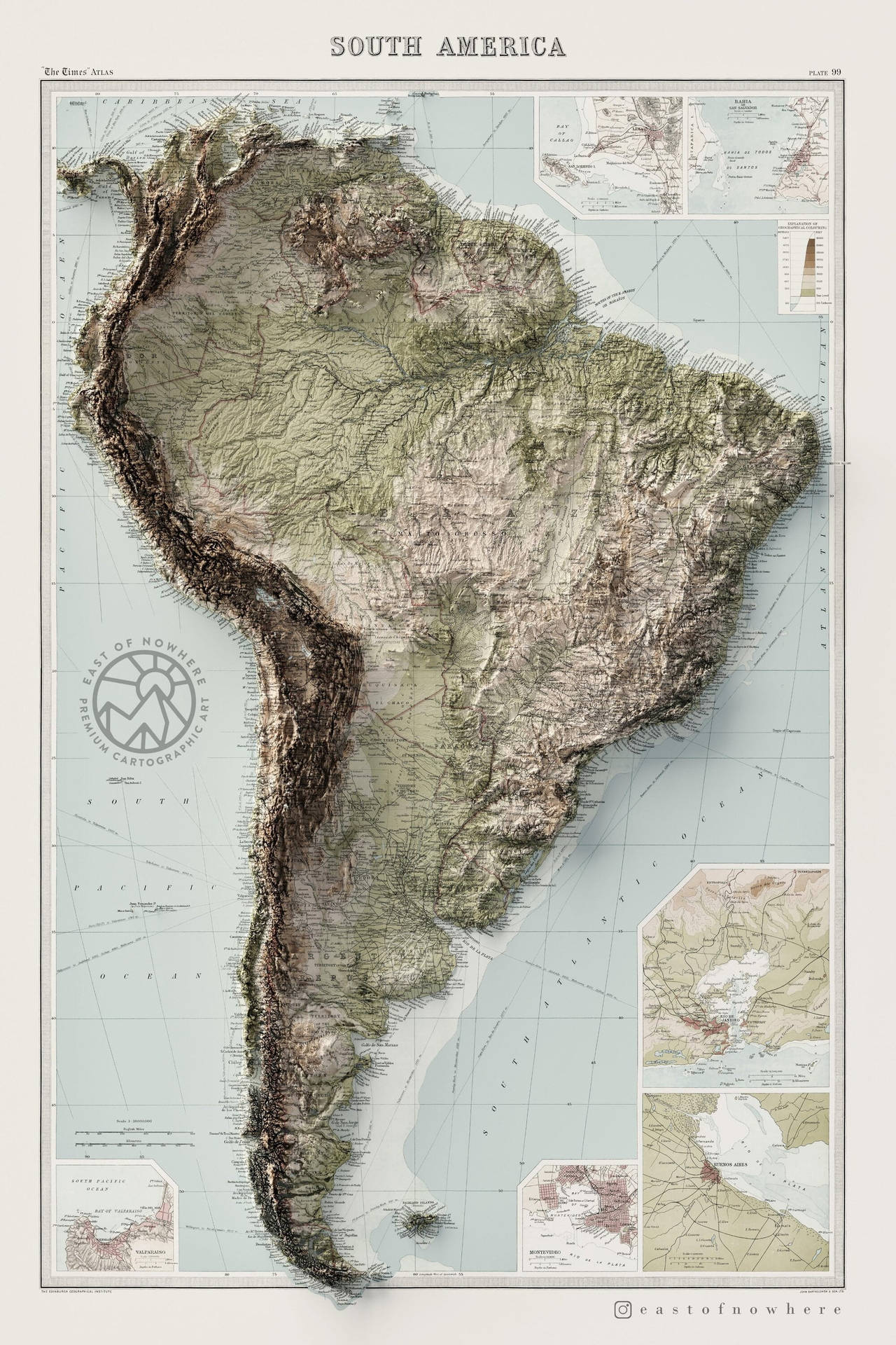 Topographic Map Of South America Background