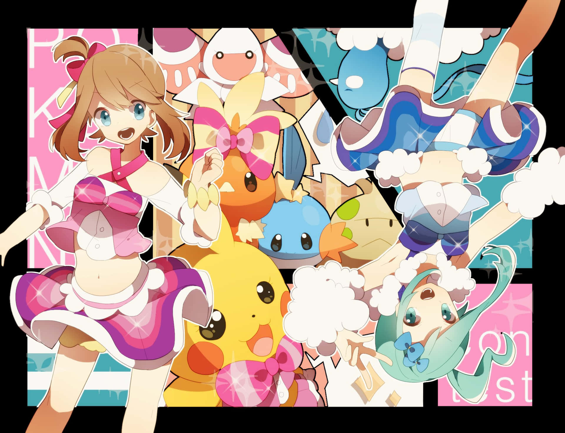 Torchic In Creative Pokemon Collage Background