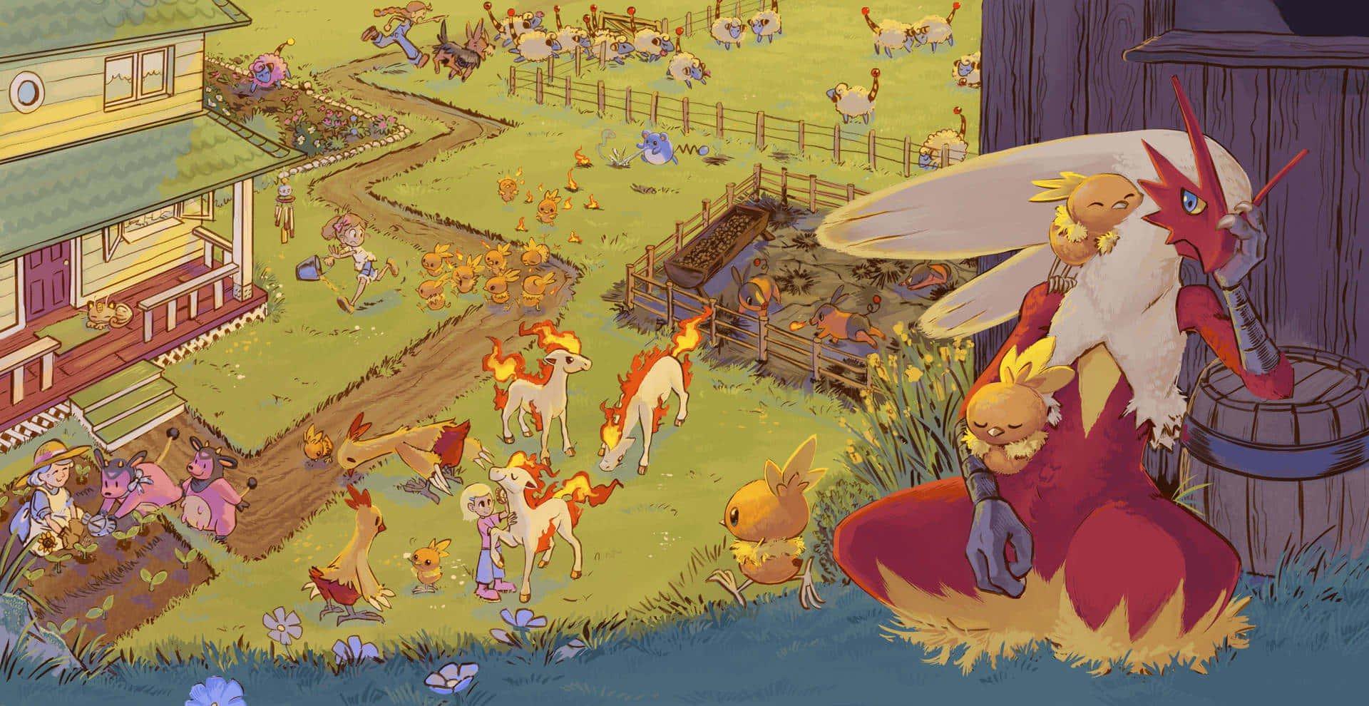 Torchic In Cute Fire Pokemon Artwork Background
