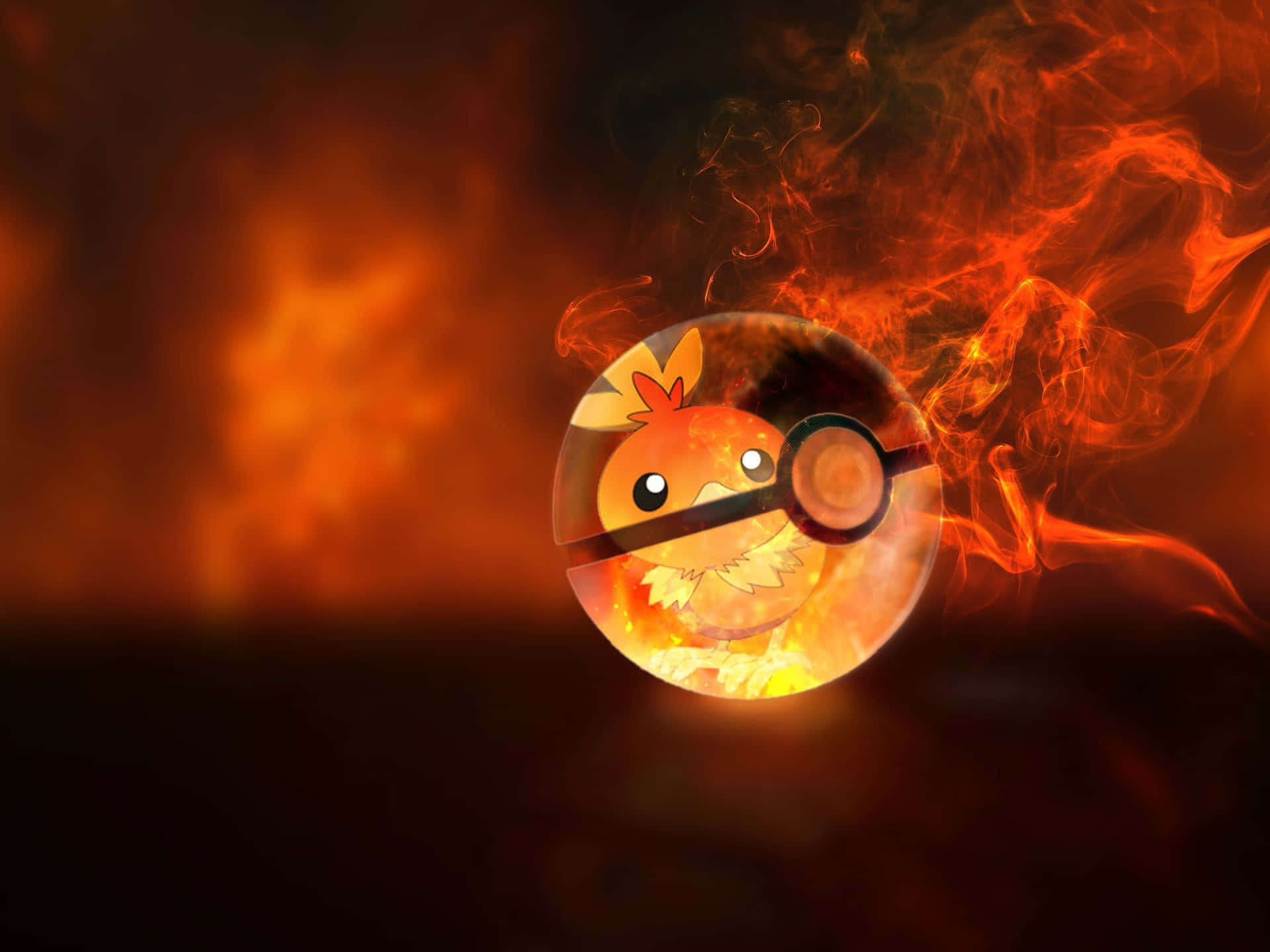Torchic Inside A Transparent Pokeball Background