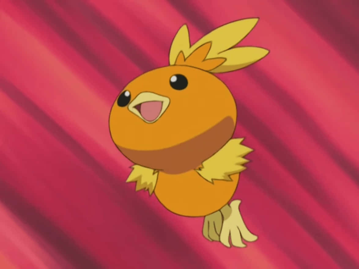 Torchic Jumping With Red Background Background