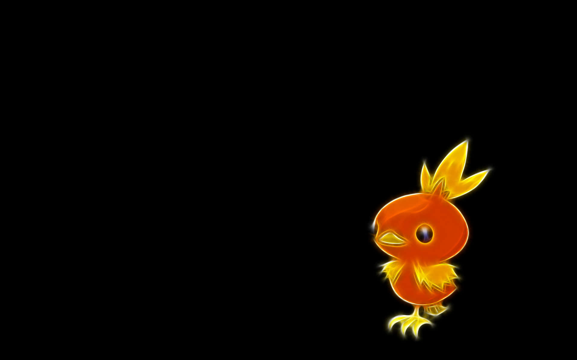 Torchic Neon Illustration On Black Background Background