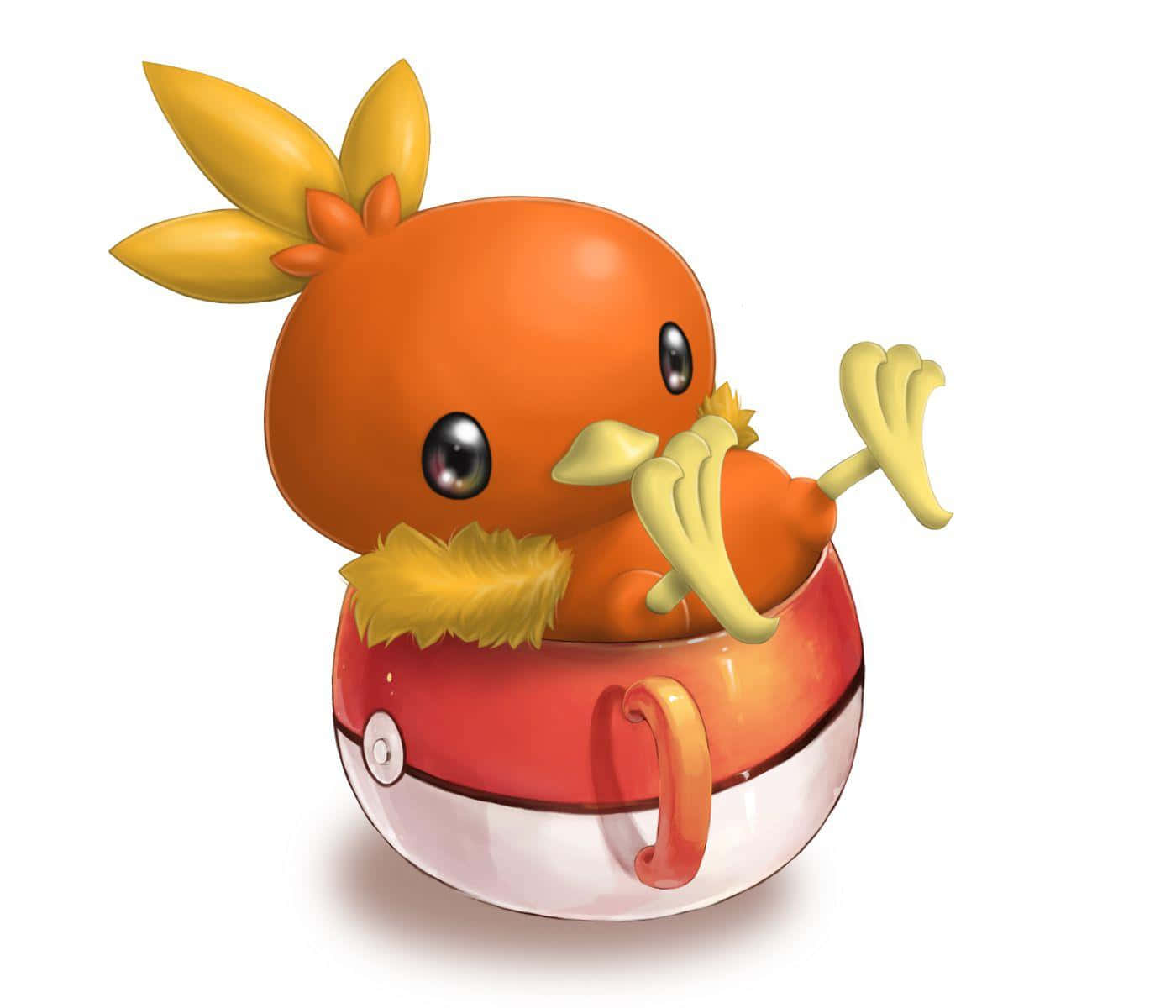Torchic Sitting Inside Pokeball Mug Background