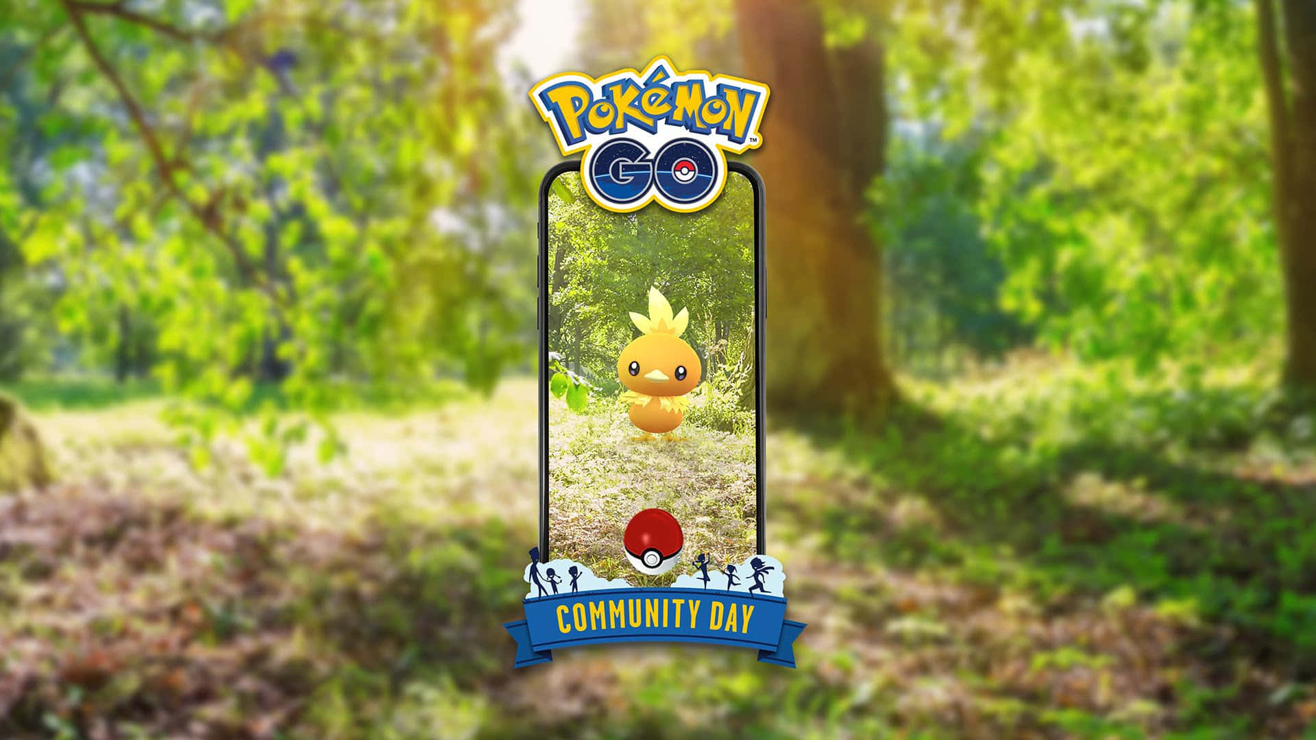 Torchic With Pokemon Go Community Day Logo Background