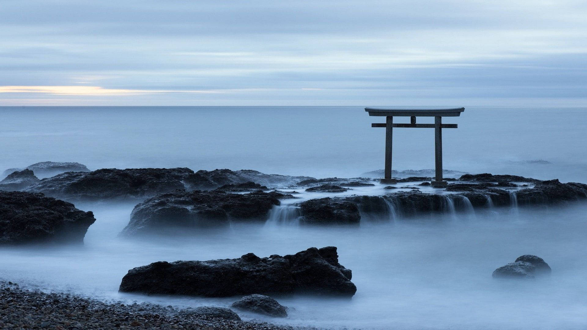 Torii Gate Beach Background