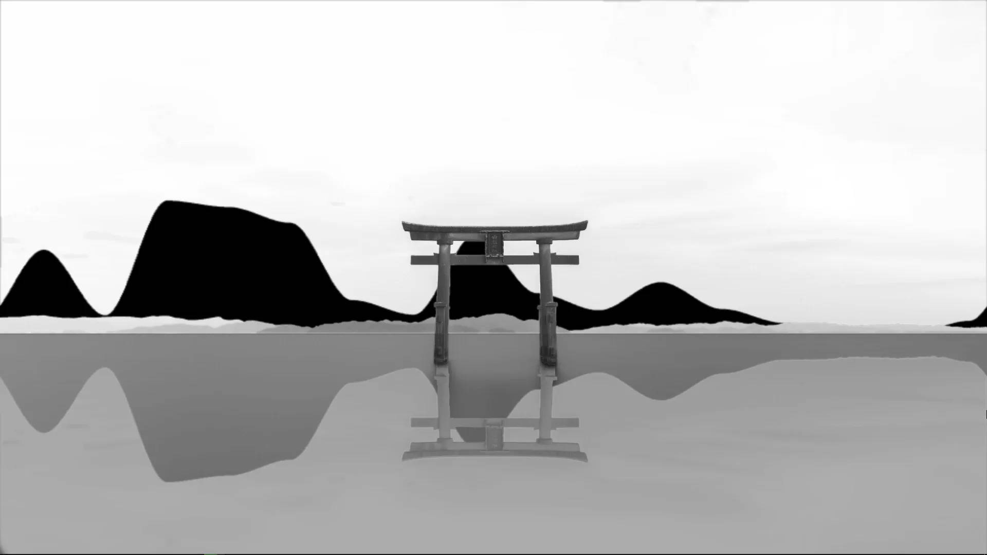 Torii Gate Black And White Background