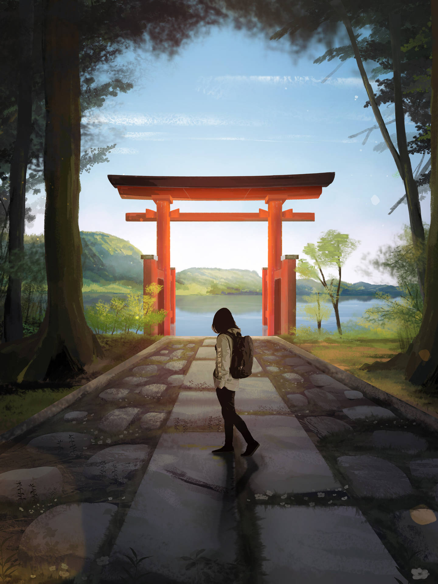 Torii Gate Digital Illustration Background