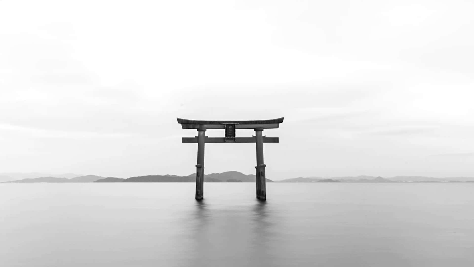 Torii Gate Serenity Black White4 K Background