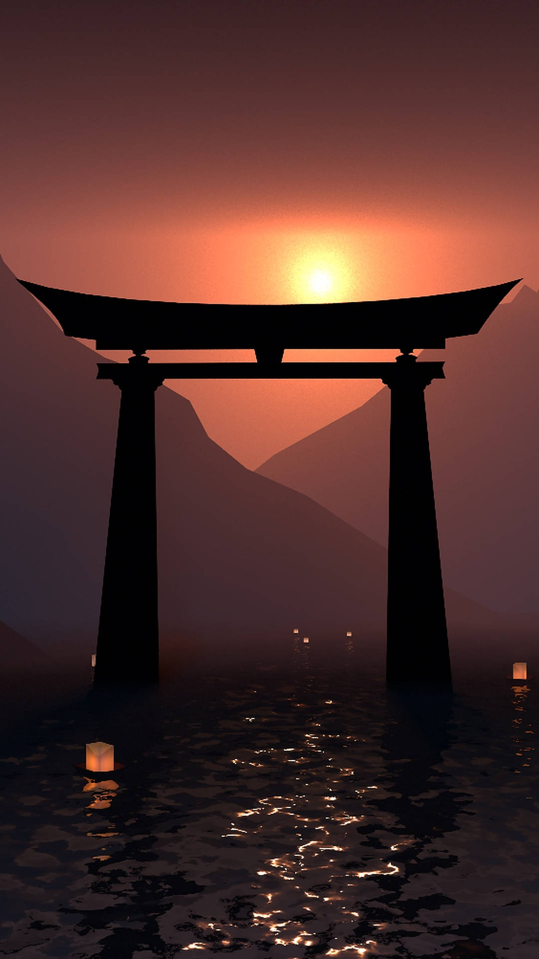 Torii Gate Silhouette Background