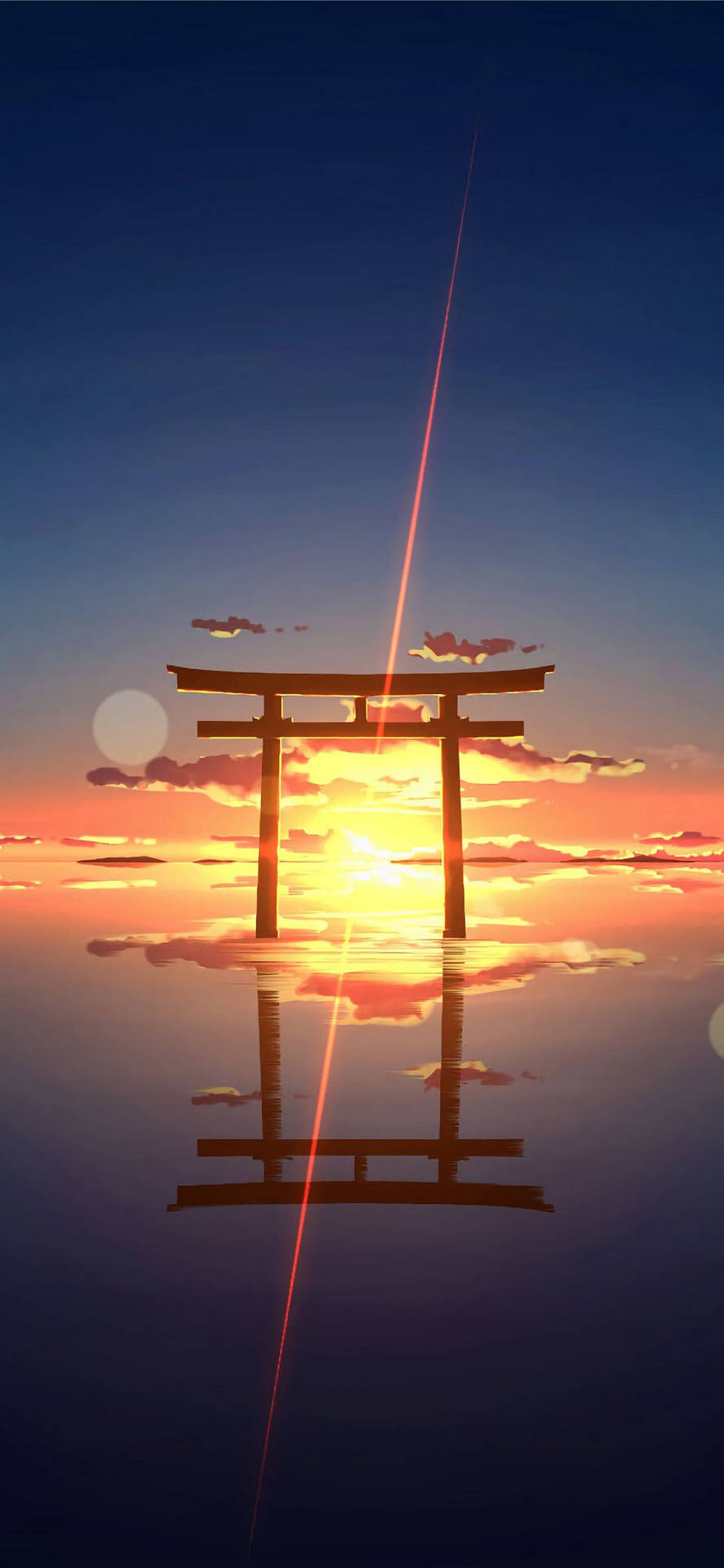 Torii Gate Sunset Horizon Background