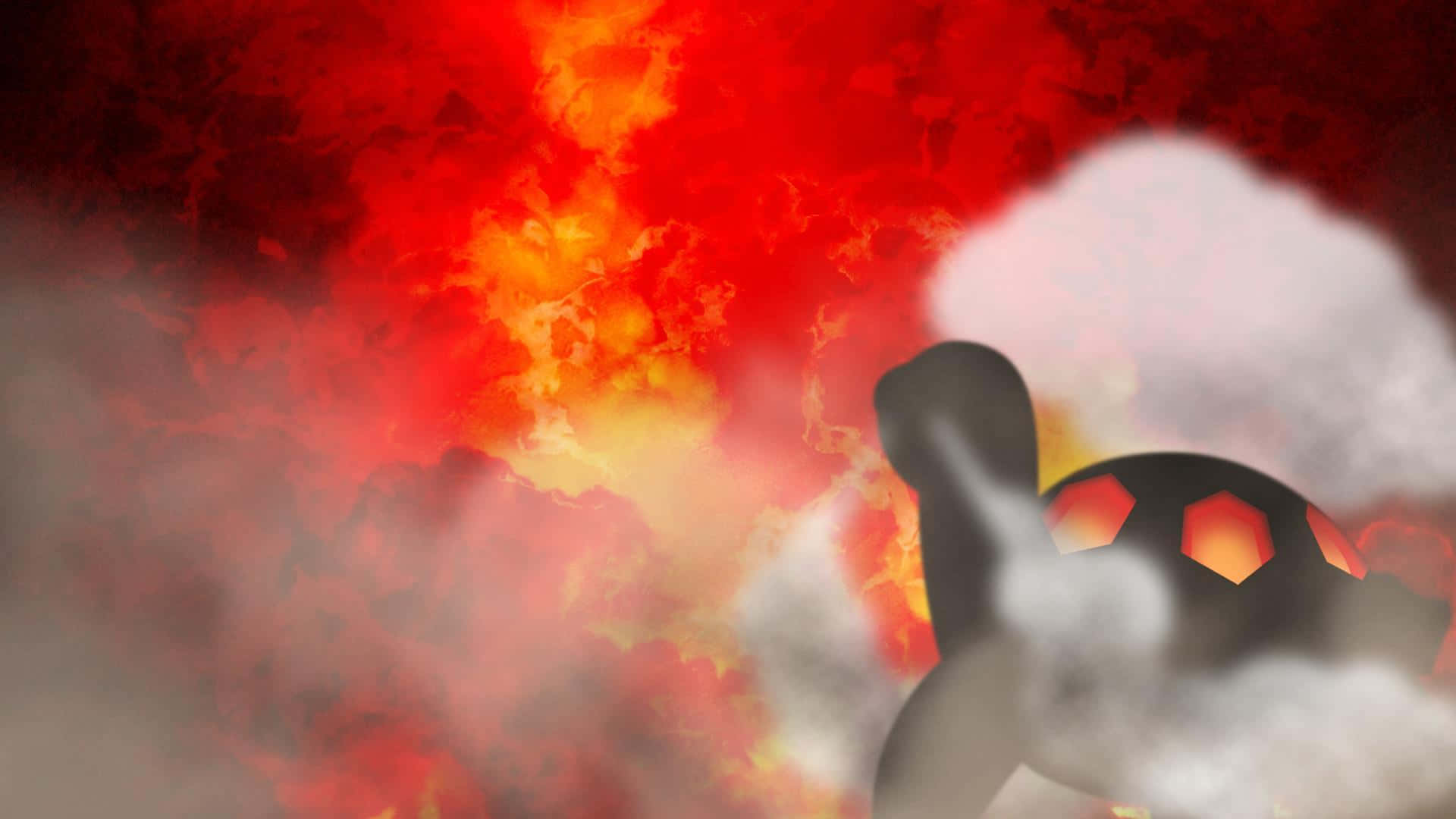 Torkoal Silhouette With Fire Background